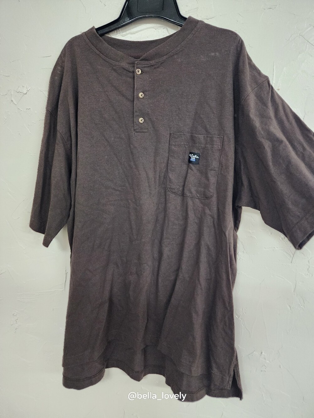 100% Cotton Walls Brown Short-Sleeve Henley Pocket Tee
